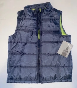 LONDON FOG Puffer Vest BOYS Large 7 Lightweight Warm POCKETS Dark Grey NEW - Picture 1 of 4