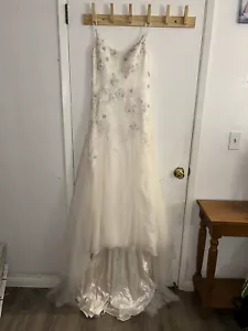 Melissa Sweet IVORY leaf pattern lace a-line wedding dress Boho Chic SIZE 6 - Picture 1 of 12