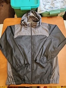 Columbia Sportswear Co. Men's MEDIUM L/S Black/Gray Hooded Raincoat EUC. GB30 - Picture 1 of 10