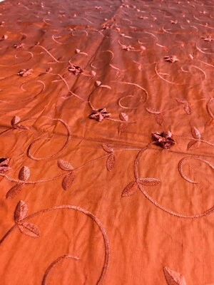 100% Pure Silk Dupioni Fabric 3D Embroideries 55” X 19”+ Christmas Holiday Deco - Image 1 of 4