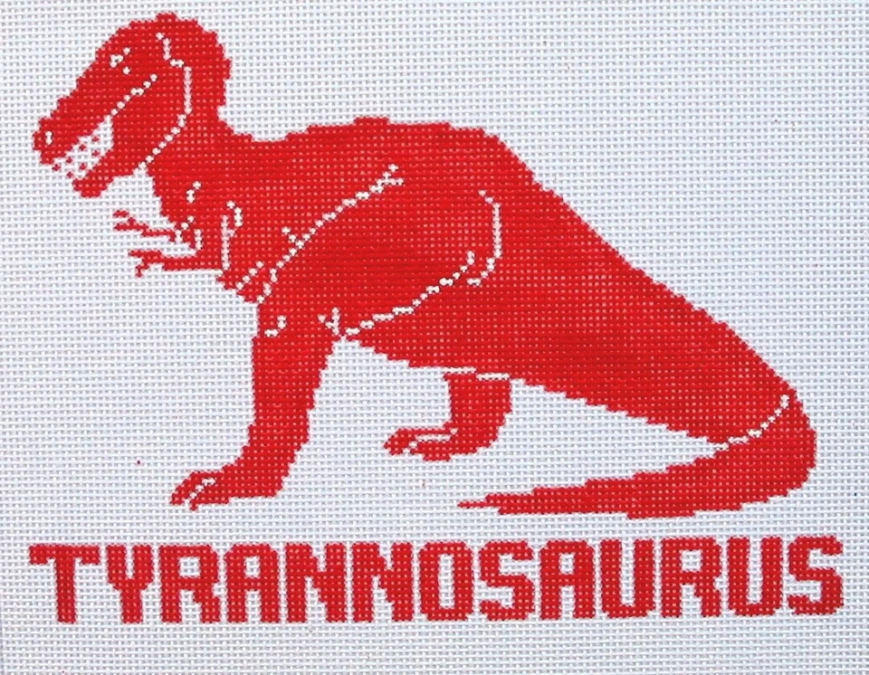 Tyrannosaurus Dinosaur Hand Painted Needlepoint Canvas - Image 1 of 1