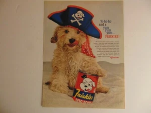 1960 FRISKIES CANNED DOG FOOD CUTE PIRATE DOG  print ad - Picture 1 of 1