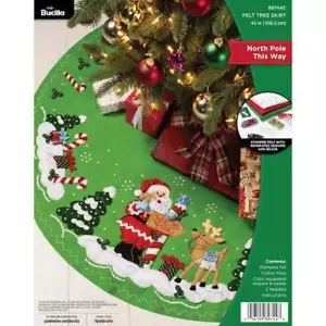 Bucilla 43" Felt Tree Skirt Applique Kit - North Pole This Way 89744E - Picture 1 of 3