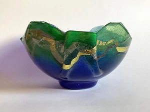 Grande coupe ou saladier en verre signé Jacques Pineau / verrerie française, art - Picture 1 of 19