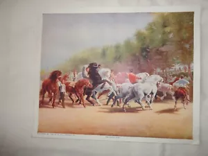 Vintage 1920er W.C. Co Tyrone Pa. "The Horse Fair" Druck 11" x 9" - Bild 1 von 2