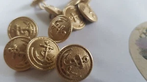 Vintage `Anchor` shank button new from shop 10pcs, dia 14.9 mm, colour: mat gold - Picture 1 of 10