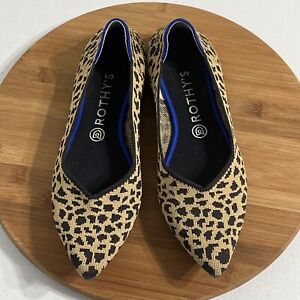 Rothys The Point Women's Size 10 US Leopard Print Pointed Toe Slip on Flat Shoes