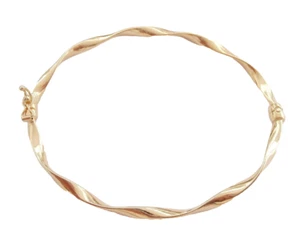 9k Gold Bracelet, 9k Gold Bangle, Rigid Bracelets For Women, Italian Design - Picture 1 of 18