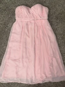 Donna Morgan Pink Chiffon Strapless Dress Sz 2 Formal Dressy - Picture 1 of 13