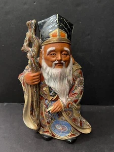 Vintage Japanese Immortal God JUROJIN Figurine Statue - Moriagi Kutani - 14" - Picture 1 of 10