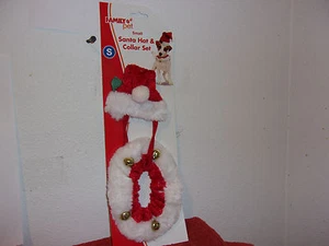 BRAND NEW FAMILY PET DOGGIE FAUX FUR SANTA HAT & COLLAR - Picture 1 of 5