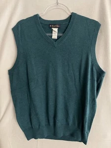 Brooks Brothers Gilet Uomo L Verde Teal Pullover Scollo a V Supima Cotone Preppy Golf - Foto 1 di 6