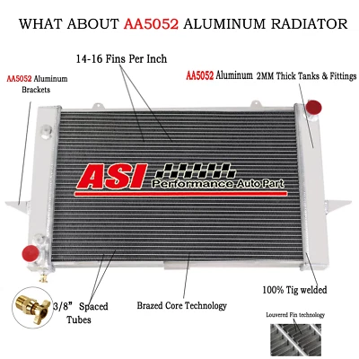 Radiador de alumínio 3 fileiras para 1998-2004 Volvo V70 C70 S70 2.3L 2.4L 2000 2002 - Imagem 1 de 4