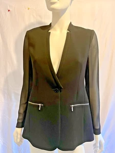 Vintage Y2K  "2000's" Karen Millen Black Sheer Sleeve  Jacket Blazer  UK 10 - Picture 1 of 6