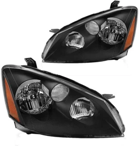 HEADLIGHT ASSEMBLY FOR 2005 2006 for NISSAN ALTIMA 4 DOOR BLACK SEDAN PAIR - Picture 1 of 6