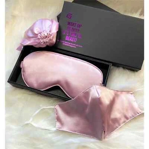 Blush Silk Sleep Mask Face Mask Luxe Gift Set/Face Cover/Eye Mask/Best Gift Idea - Picture 1 of 12