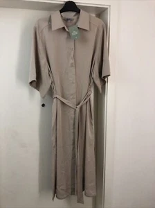 Ladies H&M Long Dress Medium Collard Stone Shirt Style Sht Sleeve New With Tags - Picture 1 of 5
