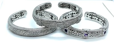 LOTE DE PULSERA JUDITH RIPKA CORAZONES AMATISTA BRAZALETE BISAGRAS PLATA ESTERLINA 925 6 3/4 Foto 1 de 4