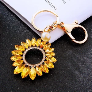 Elegante Llavero Girasol Estrás Metal Incrustado Llavero Brillante Girasol - Imagen 1 de 2
