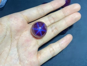 Top Quality Purple Round Bead 6 Star Sapphire Lab-Created AAAA+ Loose Gemstone - Picture 1 of 7