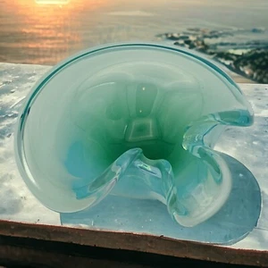 Cenedese Murano Blue Fade Art Glass Biomorphic Organic Shaped Bowl 60's Vintage - Picture 1 of 12