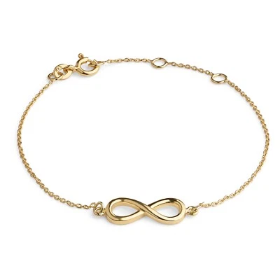 Italian 9ct Yellow Gold on Sterling Silver Ladies Adjustable Infinity Bracelet - Image 1 of 4