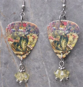 Styx The Serpent Is Rising Guitar Pick Earrings with Yellow Swarovski Crystals - Picture 1 of 5