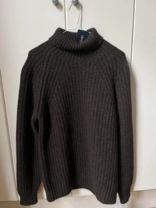 Drake’s Lambswool Submariner maglia girocollo a costine marrone nuova taglia media - Foto 1 di 5