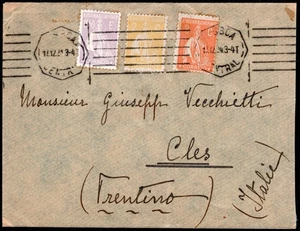 1924 11 DICEMBRE BUSTA INCOMING DA LISBONA PER TRENTO CON BELLA AFFRANCATURA - Picture 1 of 2