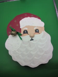 Wooden Santa Head With Bell 5" * 6 1/2 " - Picture 1 of 2