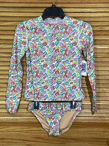 Crewcuts Youth Girls Size 12 Floral Rash Guard / Bikini Bottom Swimsuit ZP-2003 - Picture 1 of 3