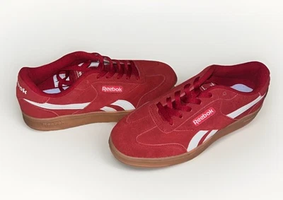 red suede Reebok Forte Lounger DoubleUp sneakers white stripes/gum rubber sole. - Image 1 of 4