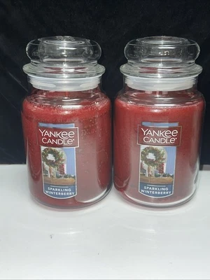 LOT OF 2--NEW-Yankee Candle SPARKLING WINTERBERRY Large Jar 22oz - Image 1 of 4