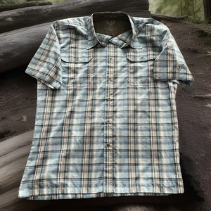 Kuhl Men’s Plaid Blue Button Up Short Sleeve Shirt Large Eluxur Ionik - Picture 1 of 9