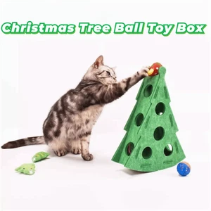 Christmas Tree Shape Cat Scratching Posts Felt Cat Exercise Toy Kitten - Picture 1 of 7