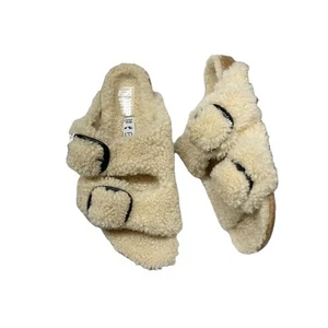 NEW Birkenstock Papillio 36 Big Buckle Arizona Shearling Slides Teddy Eggshell - Picture 1 of 12