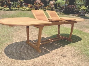 Grade-A Teak Wood 94" Mas Oval Double Extension Dining Table Outdoor Patio New - Picture 1 of 2