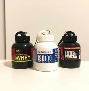 Portable Protein and Supplement Powder Funnel Key Chain Gym Container. 3 COLOURS - Picture 1 of 11