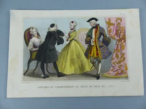 GRAVURE ancienne vers 1850 costumes FRANCE sous LOUIS XV en 1720 ,249 - Picture 1 of 1