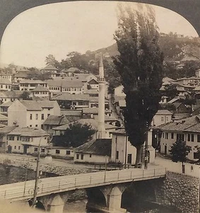 SARAJEVO BOSNIEN ÖSTERREICH UNGARN SZENE MORD KRONPRINZ Stereoview Schlussstein - Bild 1 von 2