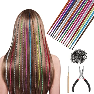 25pcs Bunte Feder Haarverlängerungs Set, Kunst haare Extensions Haarsträhnen Kin - Bild 1 von 7