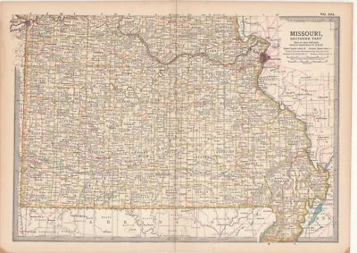 Missouri Parte Sur EE. UU. Antiguo mapa estatal vintage 1902 Foto 1 de 2