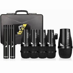 G-MARK 7pcs Dynamic Studio Drum Microphone Kit for Bass/ Kick Drum Snare Drums - Picture 1 of 10