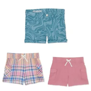 Lot Of 3 Girls Size S 6-6X Pull On Shorts Elastic Waist Pockets Cuffed Linen New - Picture 1 of 10