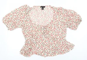 New Look Womens Multicoloured Floral Viscose Cropped Blouse Size 16 Scoop Neck - Picture 1 of 10
