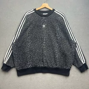 Adidas Originals Sweatshirt Women UK 10 S Leopard Animal AOP Trefoil Oversized - Picture 1 of 12