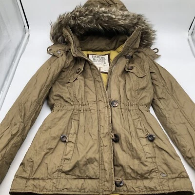 Ruehl 925 Faux Fur Hood Green Brown Goose Down Womens Coat XS - Image 1 of 4