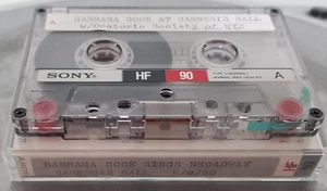 used Sony HF90 blank cassette (has label Barbara Cook sings Broadway Carnegie 90 - Picture 1 of 2