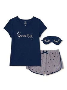 Cozy Jams Girls Dream Big Star Shirt, Shorts & Sleep Mask Pajama Set, Size 7/8 - Picture 1 of 2