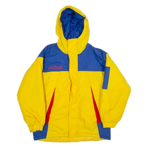 COLUMBIA Boys Puffer Jacket Yellow Hooded M - Picture 1 of 6